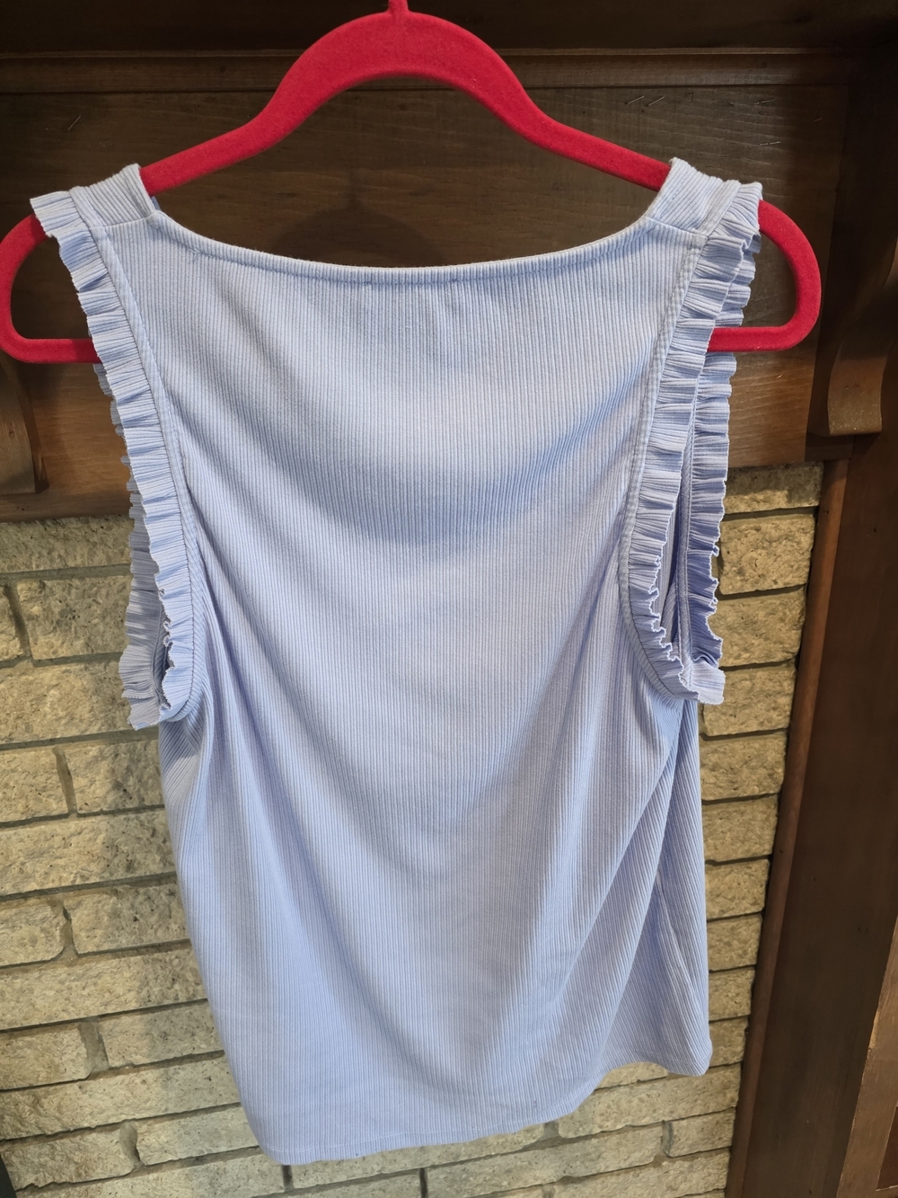 J. Crew Pale Blue Ruffled-Sleeve Ribbed Tank - Picture 5 of 6